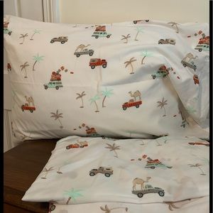 Full size sheet set  Jeep dessert palm camel 🐫 print teal and orange